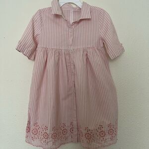 OLD NAVY pink embroidered button front shirt dress size 4